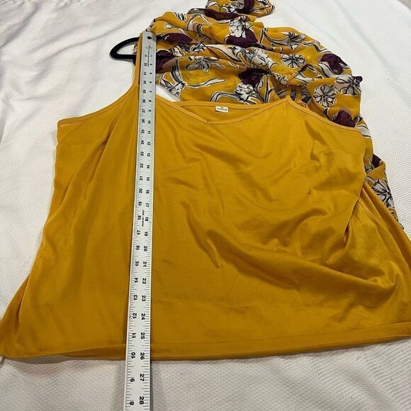 Liz Claiborne Yellow Purple‎ Floral Blouse Attached Tank Top - Picture 5 of 9